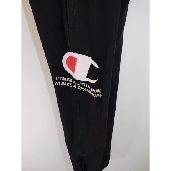 Champion Men Small Black Jogger Pants Sweatpants Snap Pockets Zipper Leg - Picture 8 of 12